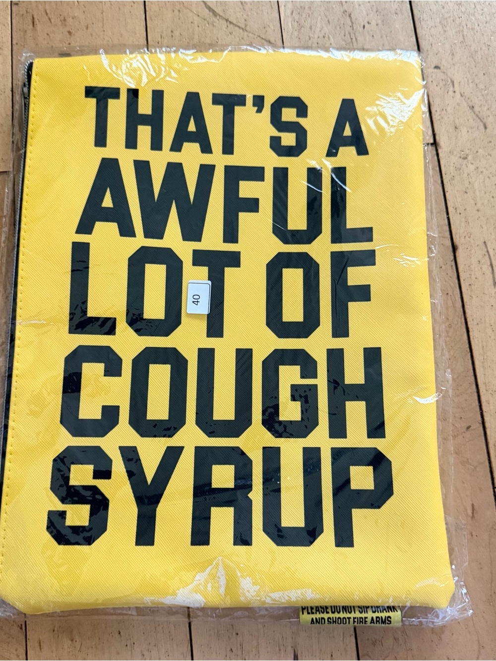 Awful Lot Of Cough Syrup Travel Pouch Bag Yellow Rare ALOCS Zipper Case New - Picture 2 of 4